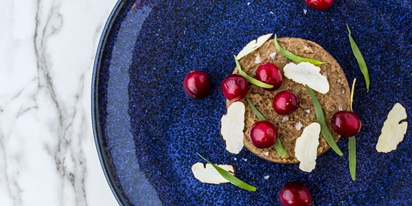 Mushroom and chestnut pâté with tarragon and fermented cranberries