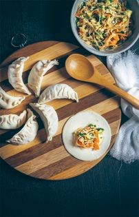 Mushroom and chive dumplings