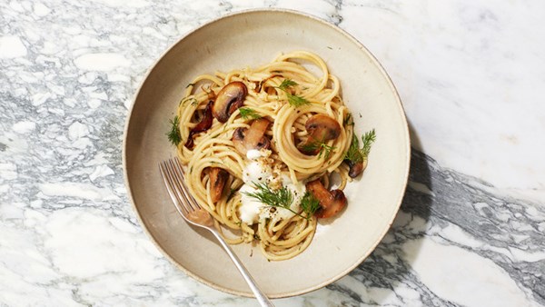 Mushroom-and-dill pasta with crème fraîche