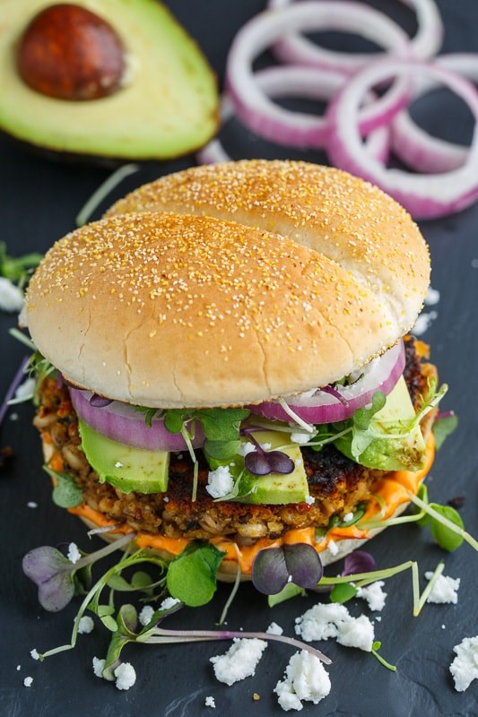 Mushroom and eggplant veggie burgers