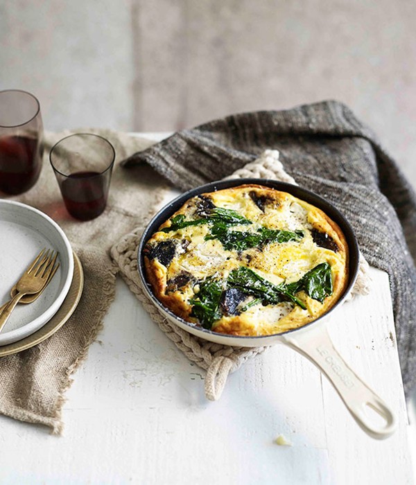 Mushroom and goat's curd frittata