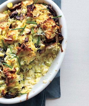 Mushroom and Gruyère bread pudding 