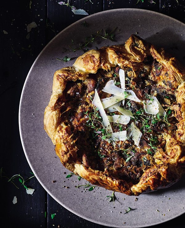 Mushroom and Gruyère galette