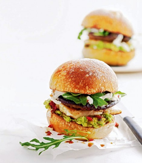 Mushroom and halloumi burgers