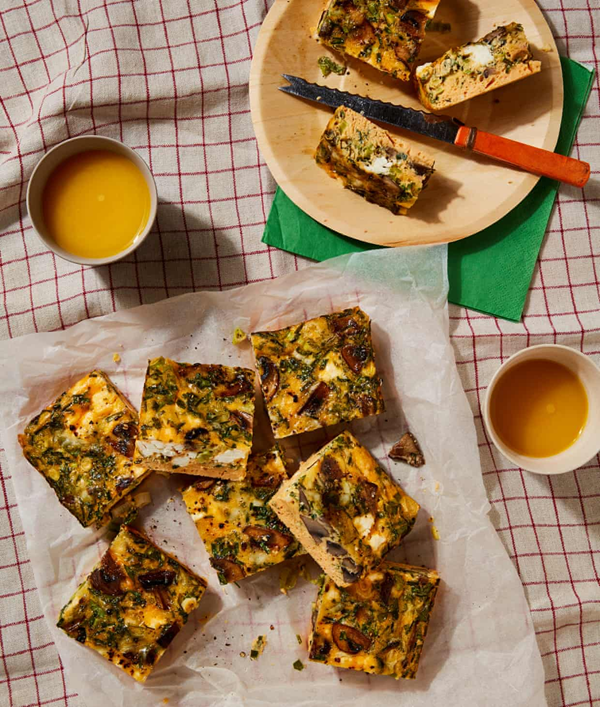 Mushroom and herb picnic slices