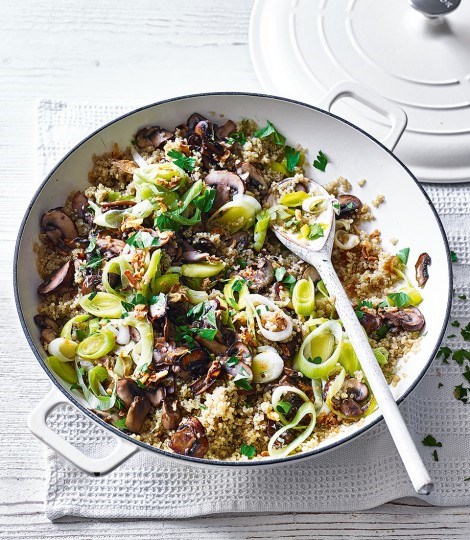 Mushroom and leek quinoa risotto