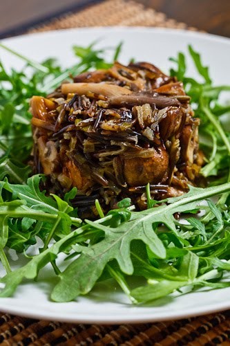 Mushroom and leek wild rice salad