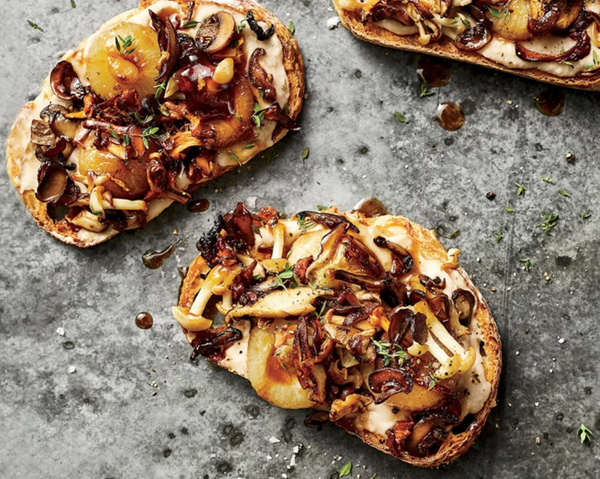 Mushroom and Marsala-onion tartines