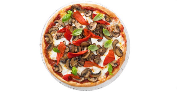 Mushroom and piquillo pepper pizza