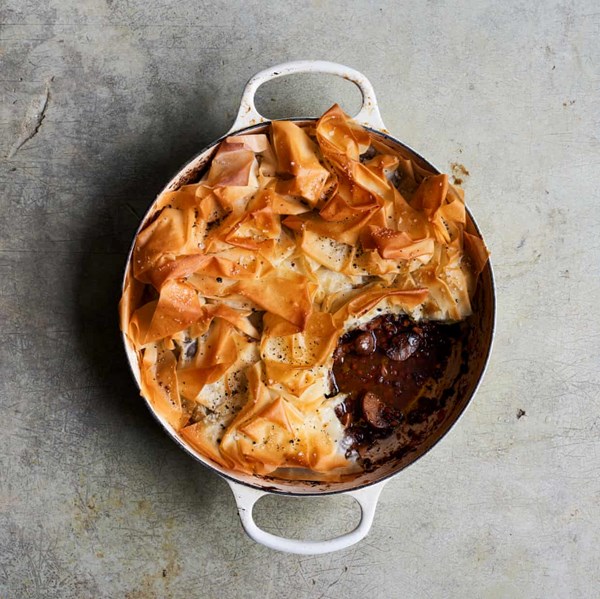 Mushroom and pomegranate pie