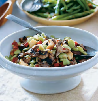 Mushroom and roasted garlic "succotash"