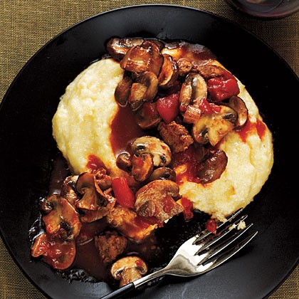 Mushroom and sausage ragù with polenta