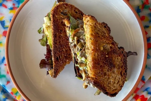 Mushroom and scallion cheddar melt