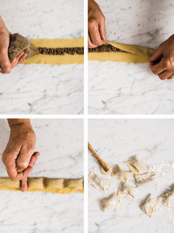 Mushroom and walnut agnolotti