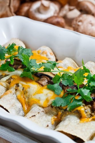 Mushroom and zucchini enchiladas