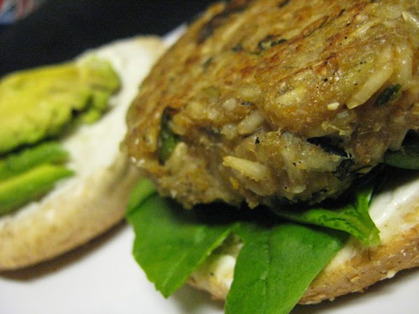 Mushroom, asparagus, and spinach burger