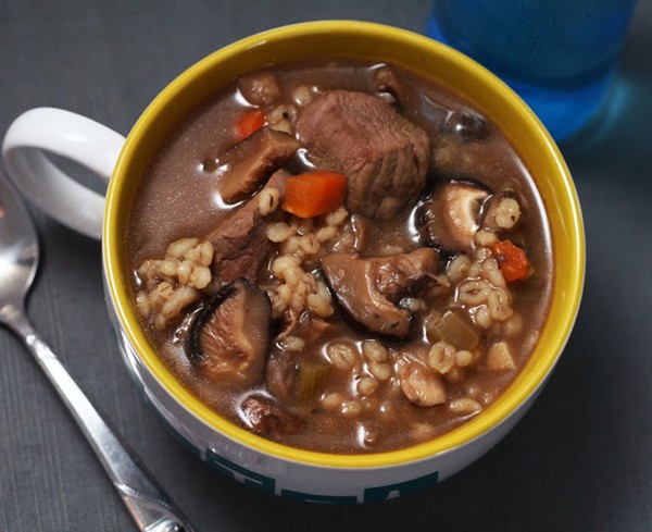 Mushroom barley & beef soup