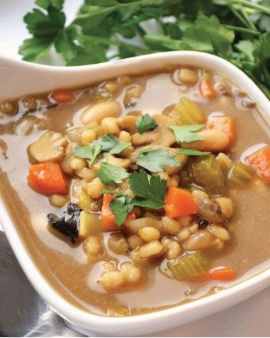 Mushroom, bean and barley [soup]