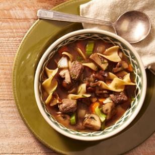 Mushroom-beef noodle soup