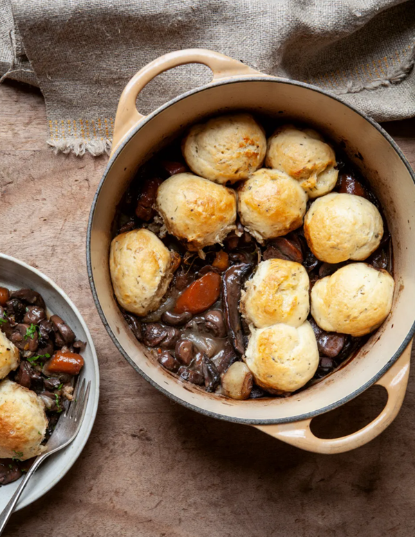 Mushroom Bourguignon cobbler