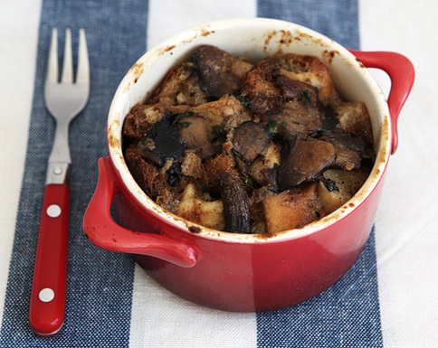 Mushroom bread pudding