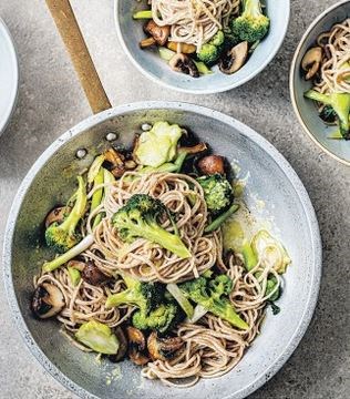 Mushroom, broccoli & ginger noodles