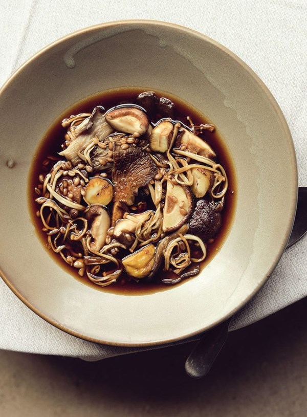 Mushroom, chestnut and spelt broth