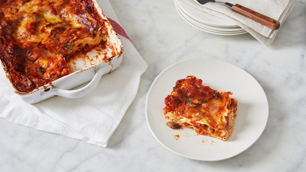 Mushroom-eggplant lasagna