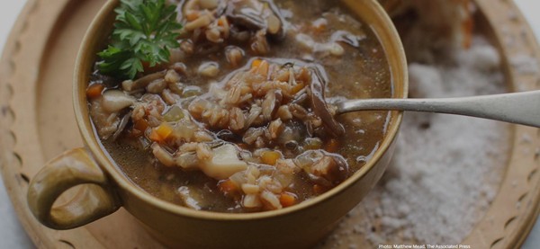 Mushroom farro soup