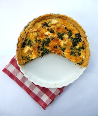 Mushroom, feta and spinach quiche