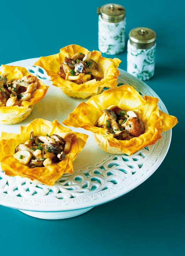 Mushroom filo tartlets