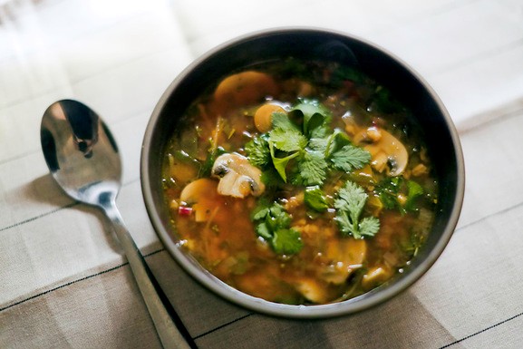 Mushroom ginger soup with hulled barley