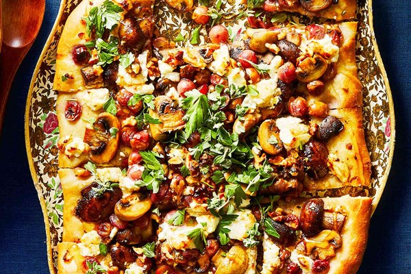 Mushroom-goat cheese flatbread