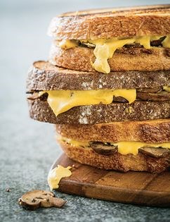 Mushroom grilled cheese sandwiches with sunflower cheddar