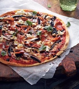 Mushroom, ham, and ricotta cheese
