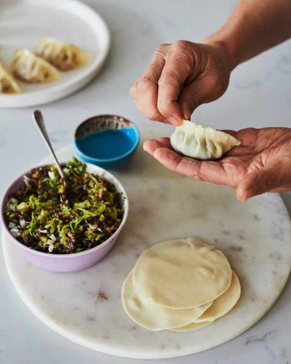 Mushroom jiaozi dumplings 