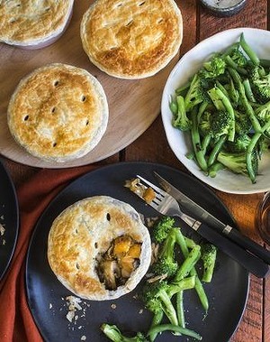Mushroom, leek and butternut pot pies