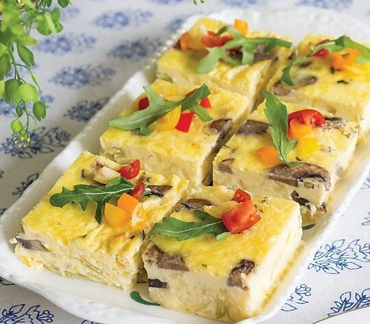 Mushroom-leek quiche squares