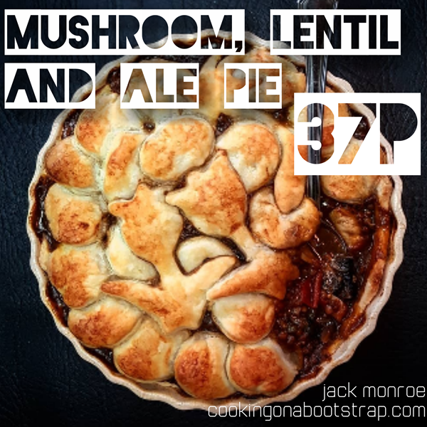Mushroom, lentil & beer pie