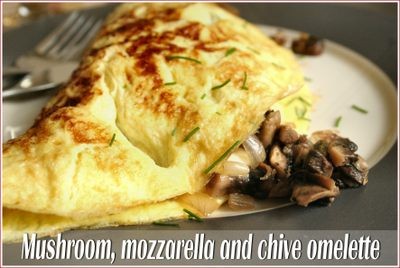 Mushroom, mozzarella and chive omelettes
