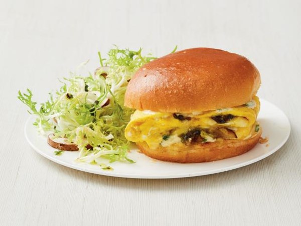 Mushroom omelet sandwiches