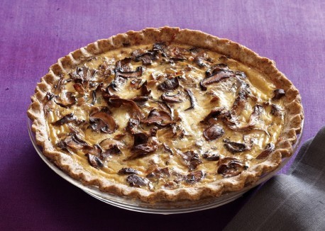 Mushroom pie in a whole-wheat flax crust