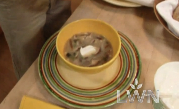 Mushroom-potato crema with roasted poblanos (Crema de hongos y papas con chile poblano)