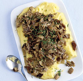 Mushroom ragoût over creamy polenta