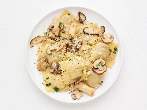 Mushroom ravioli in Marsala sauce