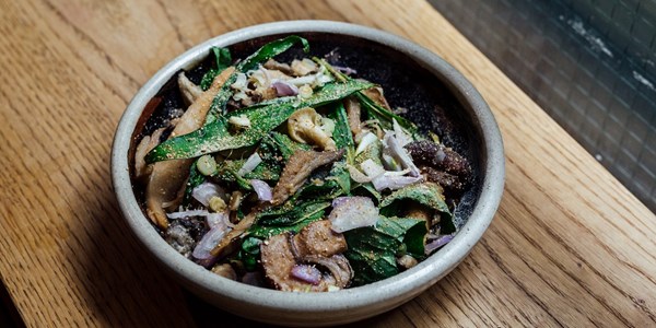 Mushroom salad with bitter herbs