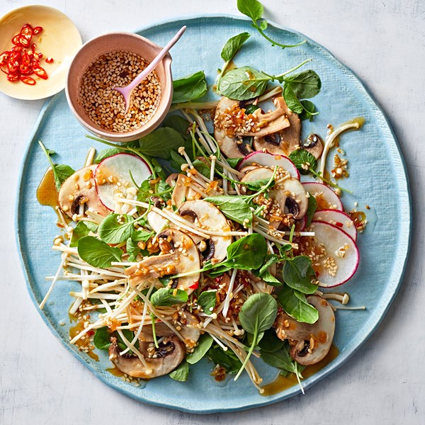 Mushroom salad with soy vinaigrette