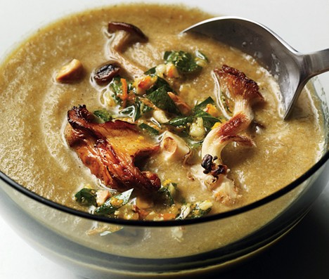 Mushroom soup with hazelnut gremolata