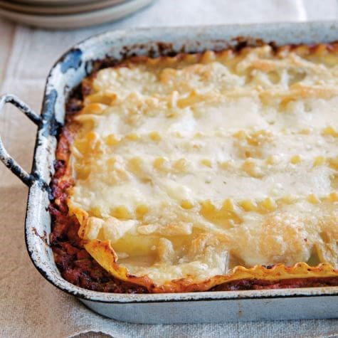 Mushroom, spinach & pesto lasagna with Fontina cheese