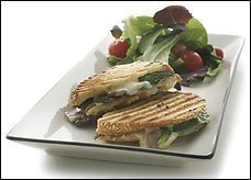 Mushroom, spinach and Fontina panini